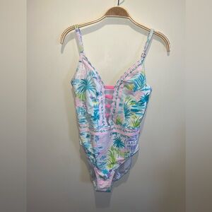 Lilly Pulitzer Nolet Swimsuit Private Island Print Size 10, Tropical, Summer